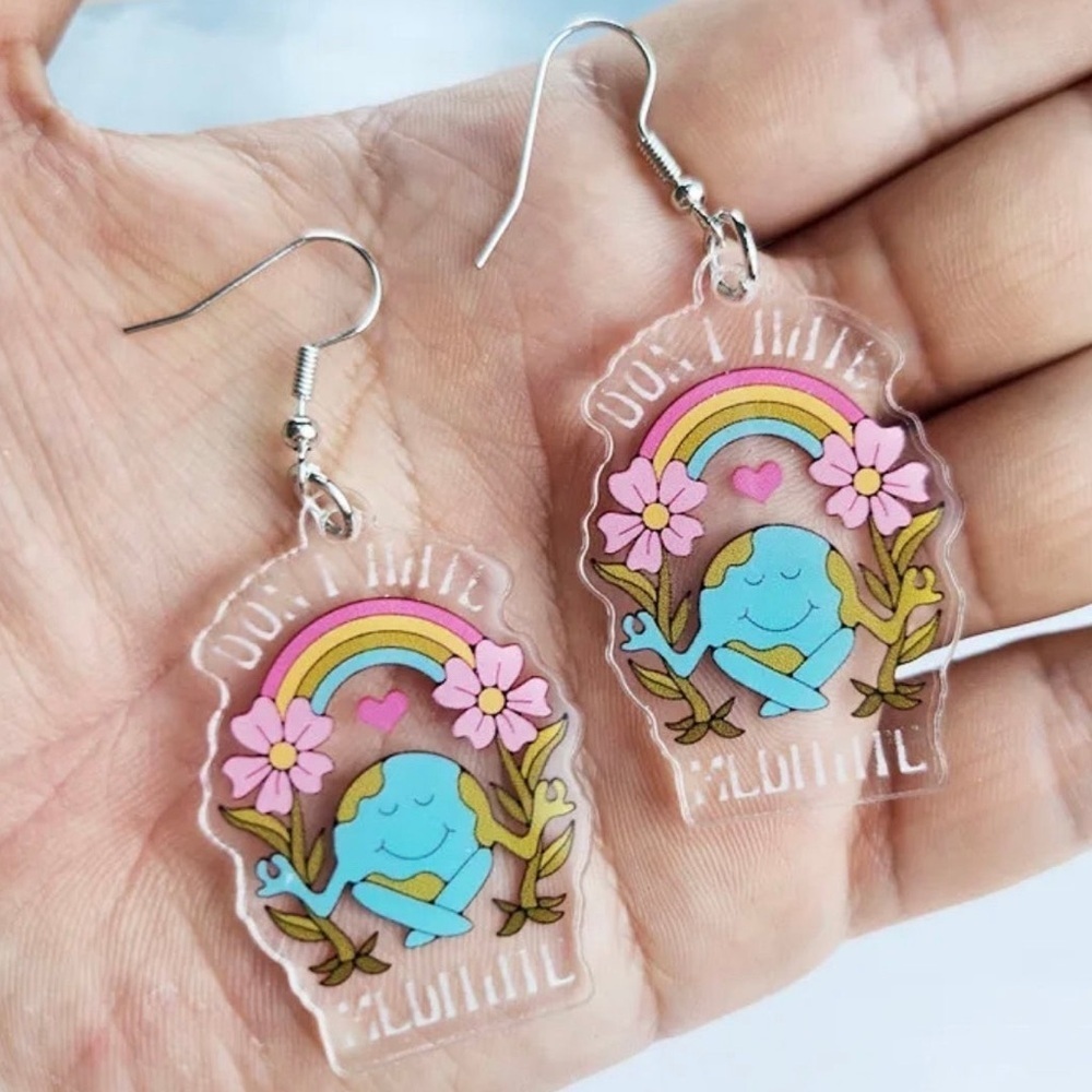 "Don't Hate - Meditate!" Inspiring Acrylic Earrings for Good Vibes & Zen Style!